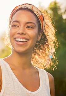 a woman smiling outside near East Petersburg