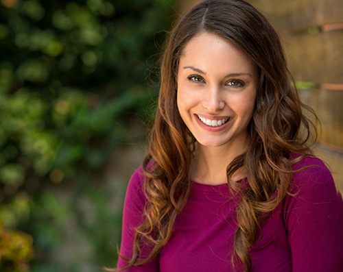 Woman with polished veneers in Lancaster